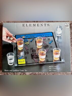 Vintage Elements Shots and Ladders Glass Board Drinking Game Set - NIB